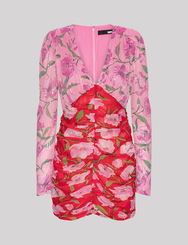 ROTATE - Printed Mini Ls Dress